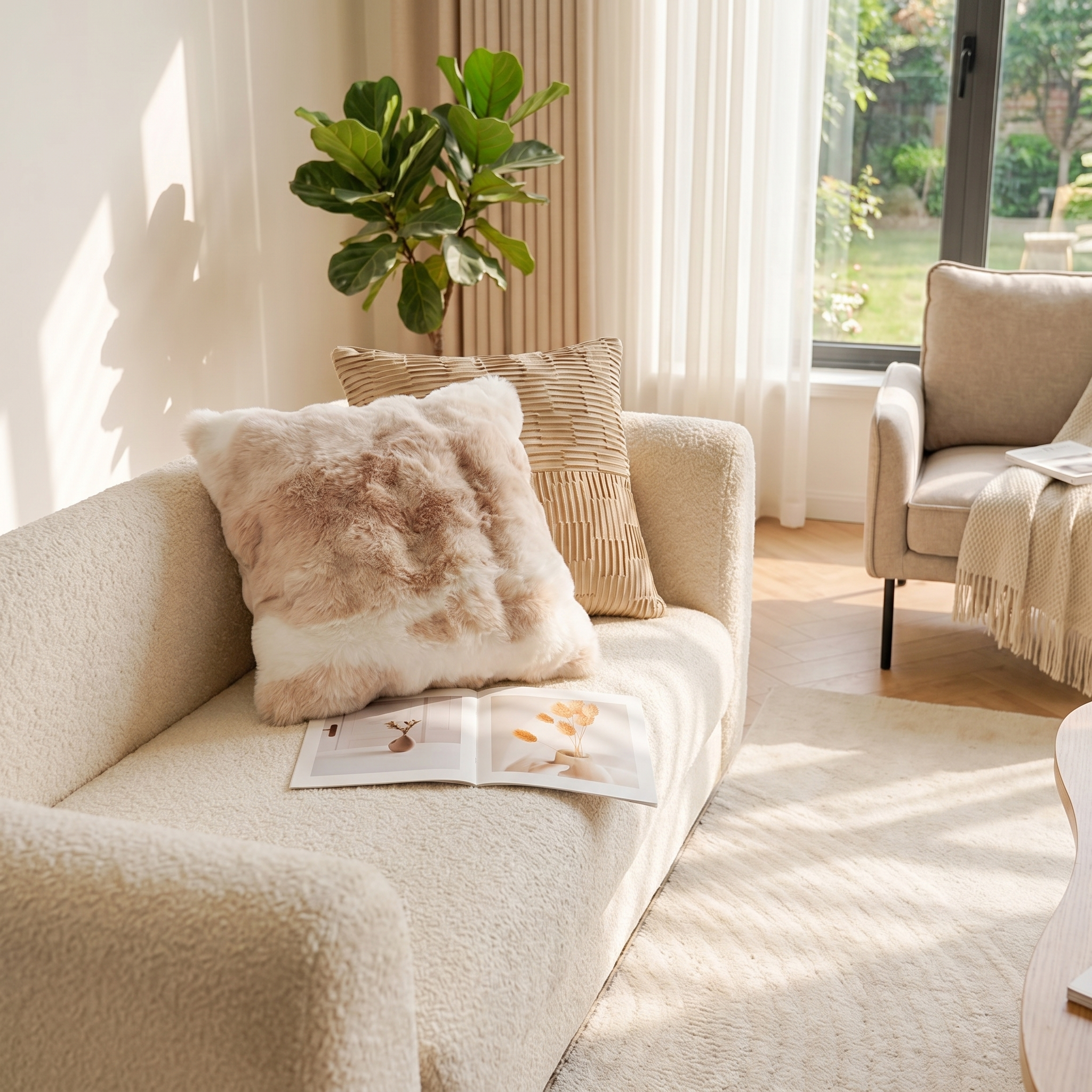 Luxury Faux Rabbit Fur Throw Pillow